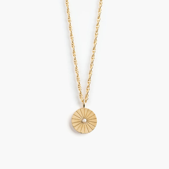 Wanderlust Life Sundial Gold Rope Chain Necklace Pearl