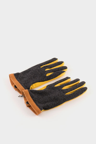 Hestra Deerskin Wool Tricot Gloves Grey Yellow